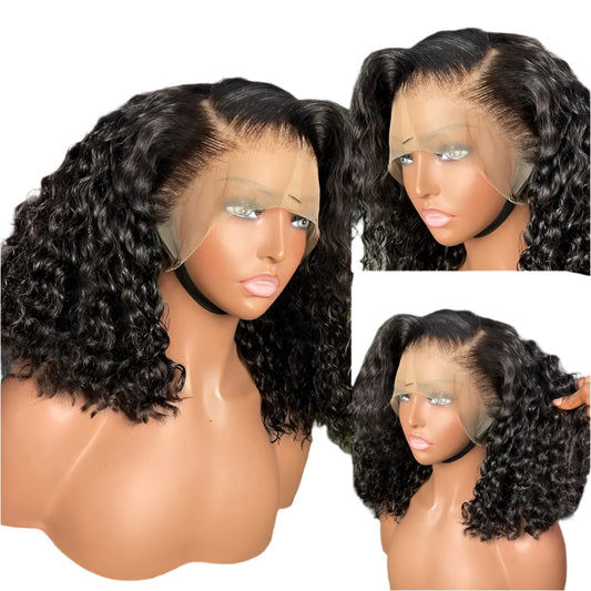 250% Density Short Deep Wave Hair Wig