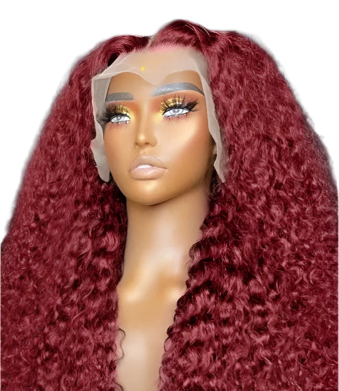 Transparent Lace Front Wig: Deep Remy Hair, 99J Burgundy